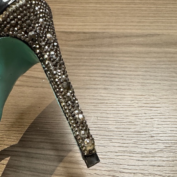 Betsey Johnson Black Strappy Rhinestone Heels - Picture 9 of 11